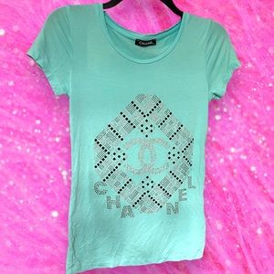 🩵AUTHENTIC Chanel Rhinestone Tee, size S🩵